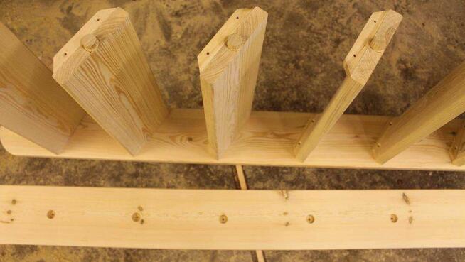 SCHODY SOSNA REGULOWANE MŁYNARSKIE DREWNIANE Barierka 295x90