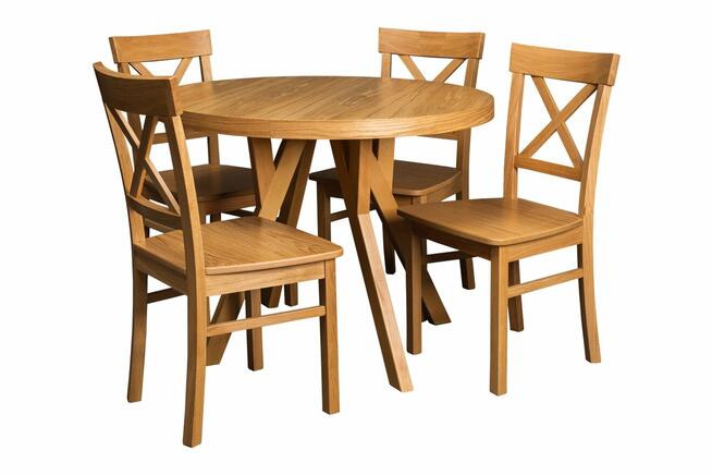 Stół okrągły dębowy loftowy LOFT-11 rozkładany.