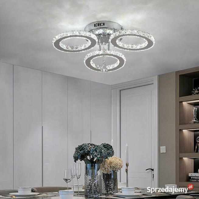 Lampa Kryształowa LED 3 Kloszowa Światło Zimne Białe 6000K