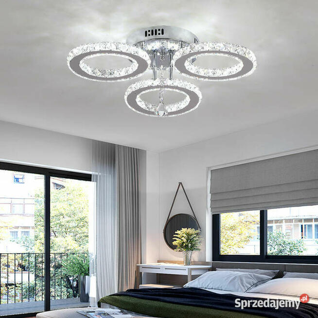 Lampa Kryształowa LED 3 Kloszowa Światło Zimne Białe 6000K