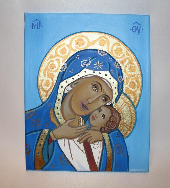 Obraz olejny Matka Boża i Dzieciątko Jezus ikona Maryja