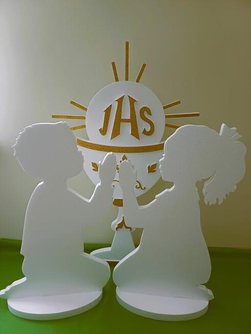 Duże figury dzieci + Kielich z hostią Pierwsza Komunia