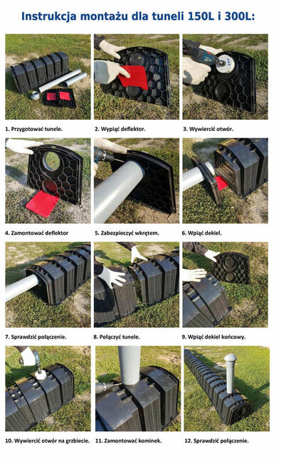 OCZYSZCZALNIA ŚCIEKÓW DWUKOMOROWA 3000L TUNELE 6szt