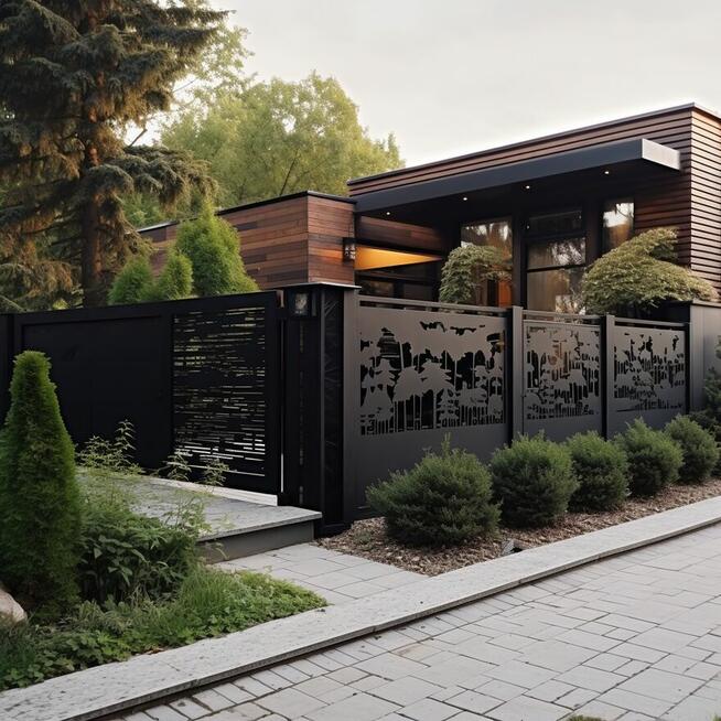 Nowoczesne ogrodzenia metalowe CNC- bramy skrzydłowe - bramy