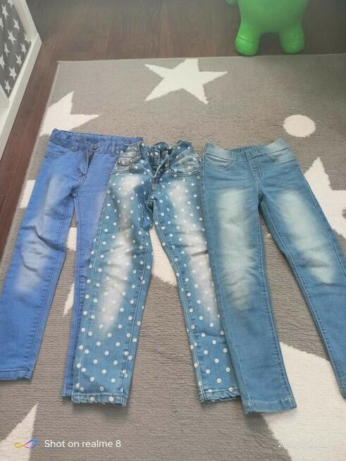 Jeans dla dziewczynki 3szt roz.116 reg.w pasie st.bdb