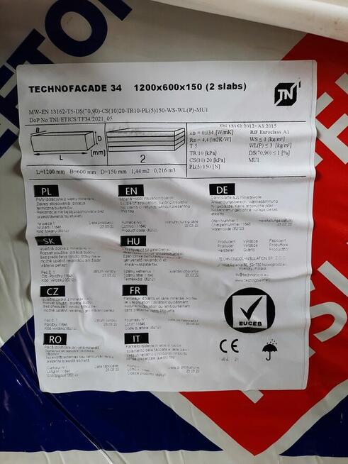 Wełna elewacyjna Technonicol technofacade 15cm 0,34