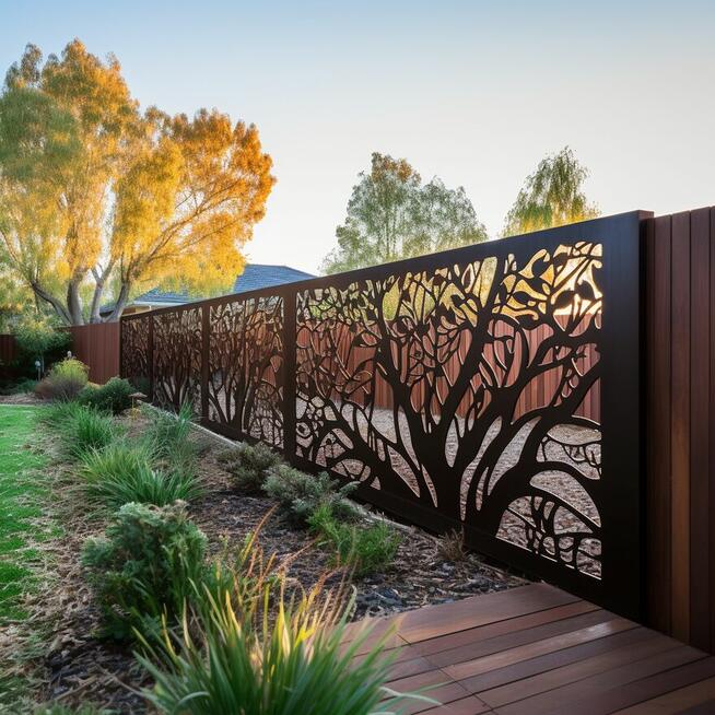 Nowoczesne ogrodzenia metalowe CNC- bramy skrzydłowe - bramy