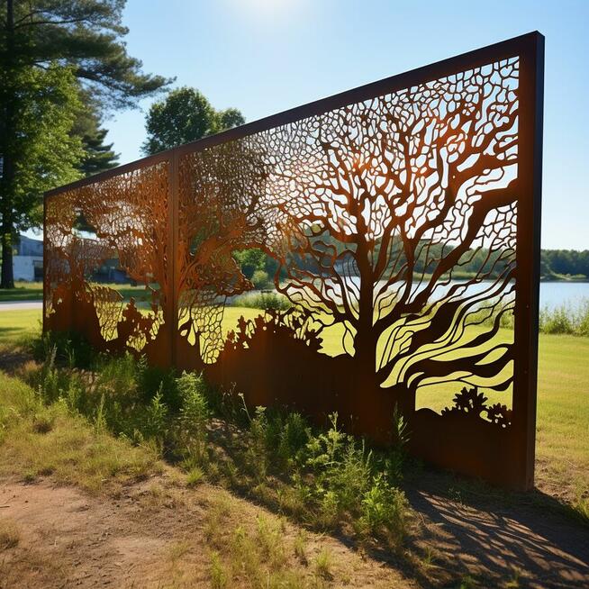 Nowoczesne ogrodzenie CORTEN- dekoracje ogrodowe-balustrady