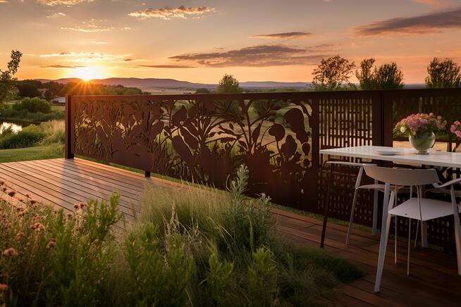 Nowoczesne ogrodzenie CORTEN- dekoracje ogrodowe-balustrady