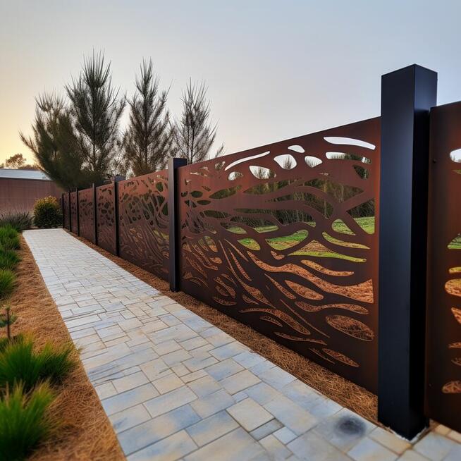 Nowoczesne ogrodzenie CORTEN- dekoracje ogrodowe-balustrady