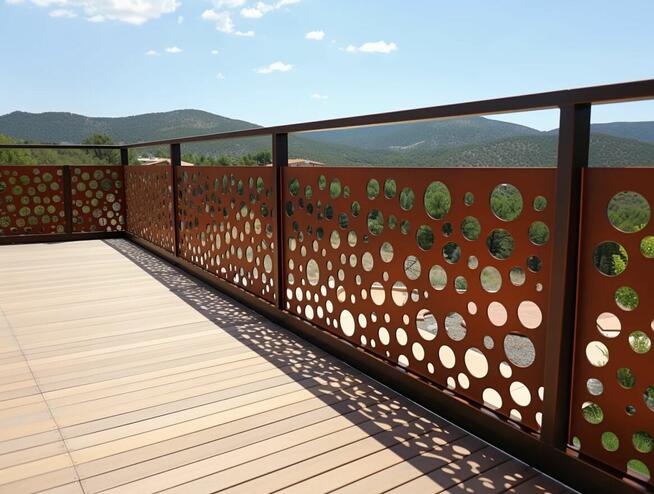 Nowoczesne ogrodzenie CORTEN- dekoracje ogrodowe-balustrady