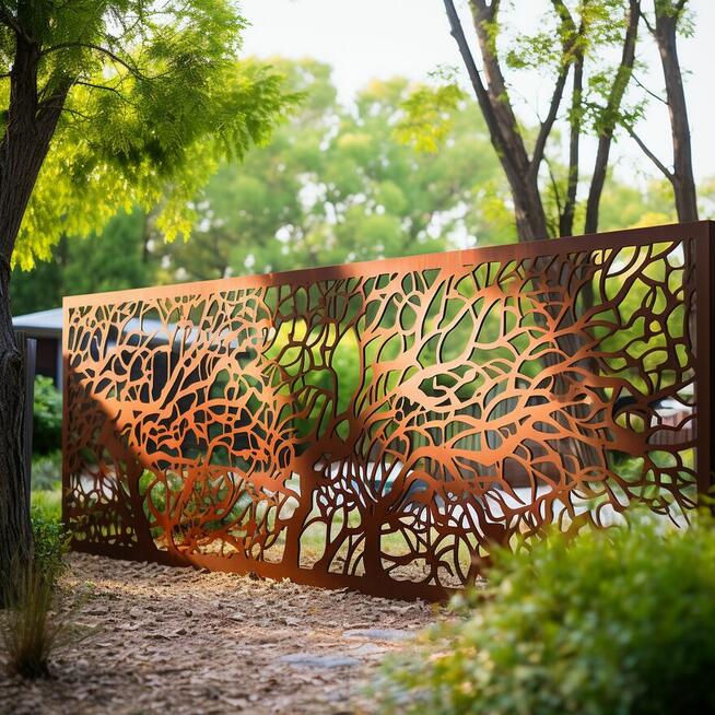 Nowoczesne ogrodzenie CORTEN- dekoracje ogrodowe-balustrady