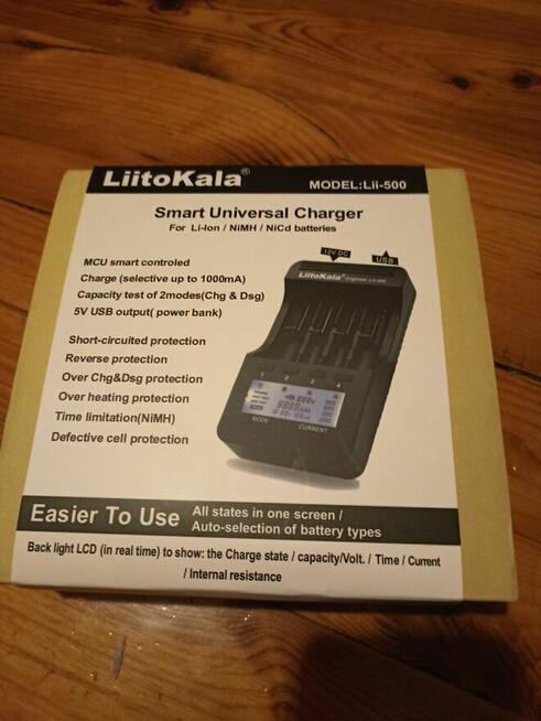 Ładowarka 18650 AAA Liitokala Lii 500 Lii-500 z zasilaczem