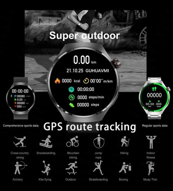 Smart Watch 4 Pro AMOLED HD Screen BT GPS NFC zegarek