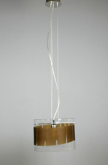 Lampa wisząca AMUNDEBO design szkło z brązowym pasem