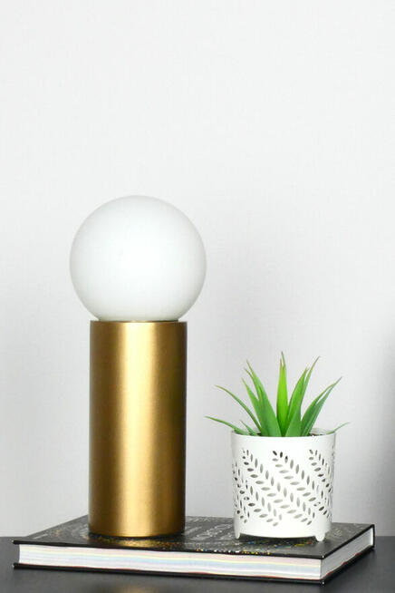 Lampa biurkowa GULDBODA złoty kula biała nowoczesny glamour