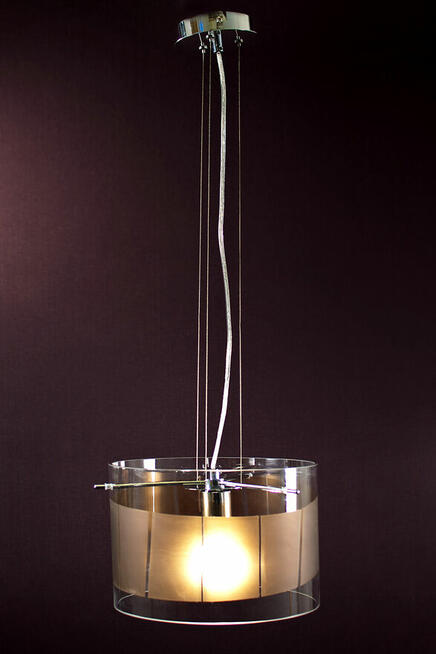 Lampa wisząca AMUNDEBO design szkło z brązowym pasem