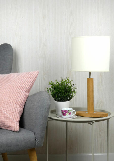 Lampa biurkowa MELLBY skandynawski abażur ecru