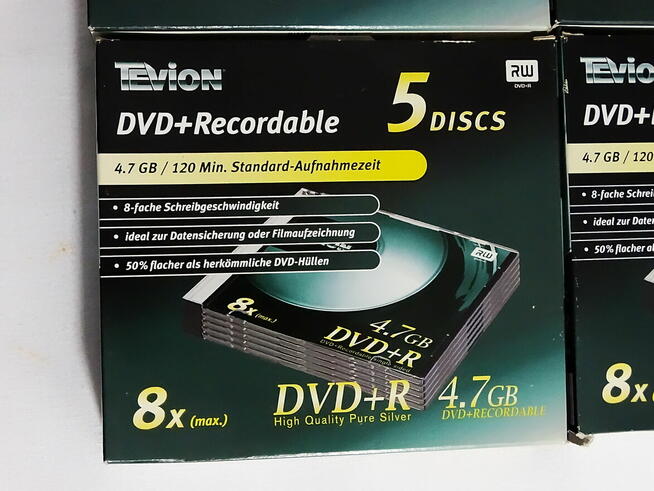 Płyty DVD+R TEVION 4,7 GB + twarde okładki 5-cio Pack
