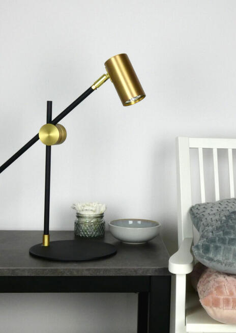 Lampa biurkowa GYLLENE złoty czarny metal nowoczesny