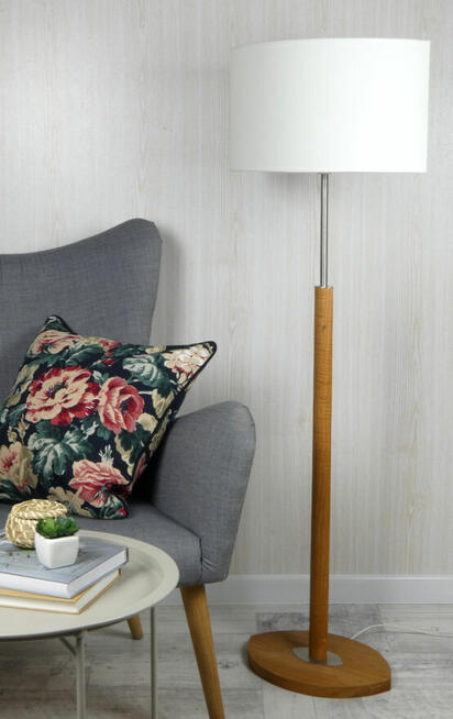 Lampa podłogowa MELLBY skandynawski abażur ecru