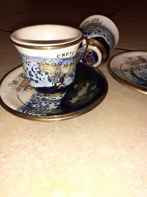 Filiżanki z Grecji wyspa Kreta powlekane 24k złotem
