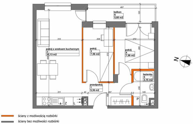 BEZPOŚREDNIO /44,18 m2 / 3 POKOJE / nowe mieszkanie /