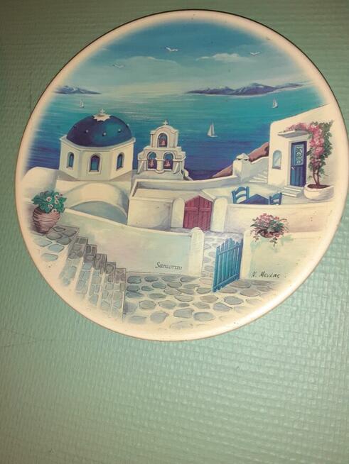Talerz ozdobny, dekoracyjny Grecja Santorini