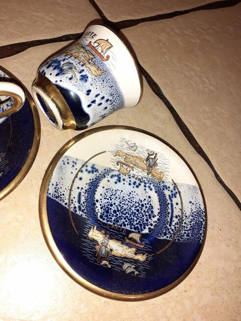 Filiżanki z Grecji wyspa Kreta powlekane 24k złotem