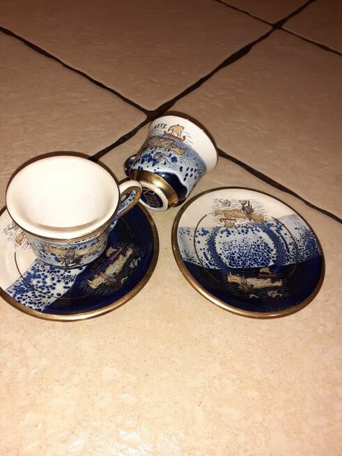 Filiżanki z Grecji wyspa Kreta powlekane 24k złotem