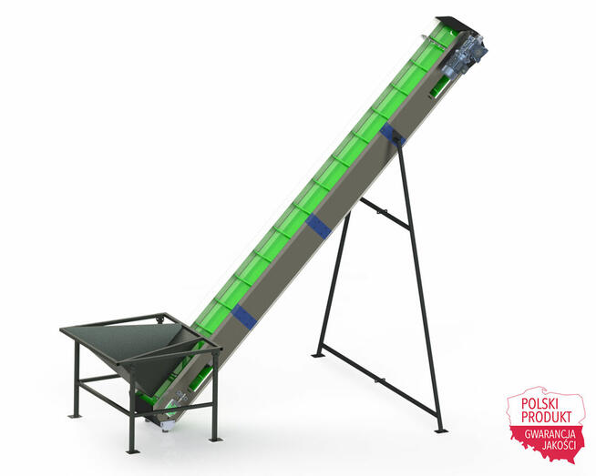 Przenośnik taśmowy PNT-410 z koszem zasypowym i regulacją wy