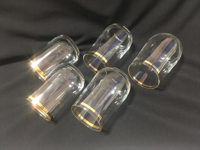 PRL stare szklanki złoty pasek