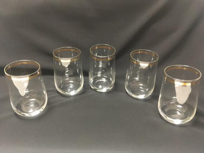 PRL stare szklanki złoty pasek