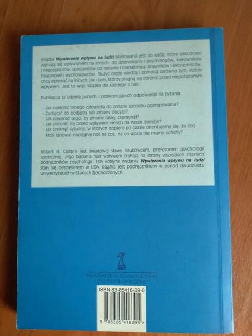 Psychologii społeczna Wywieranie wpływu na ludzi R. Cialdini