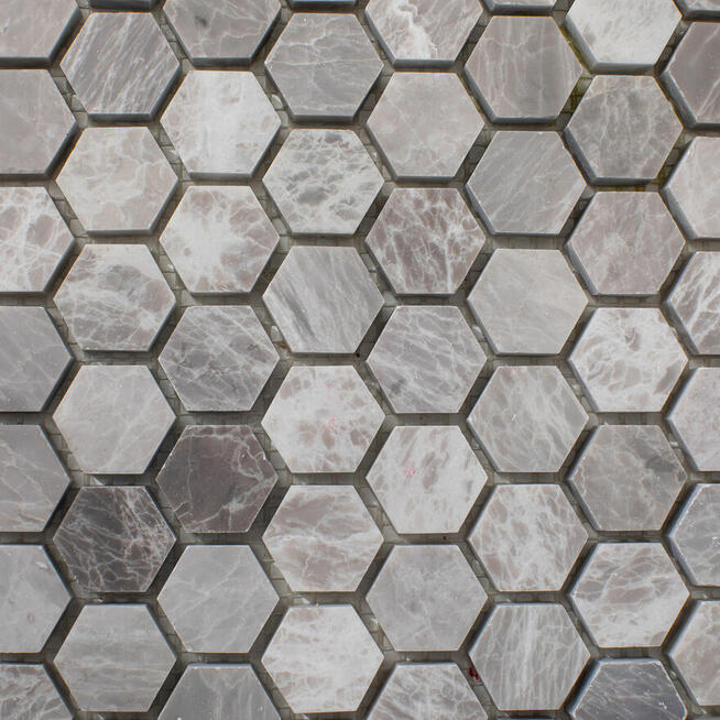Mozaika heksagonalna z marmuru Nordic Grey