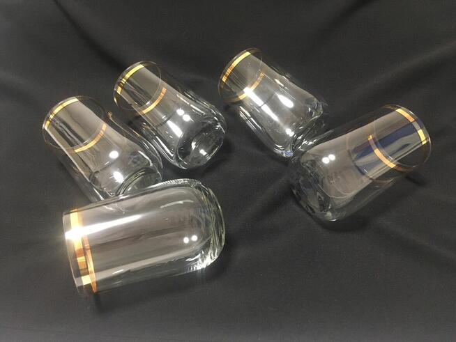 PRL stare szklanki złoty pasek