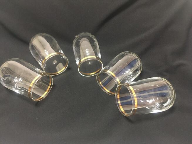 PRL stare szklanki złoty pasek