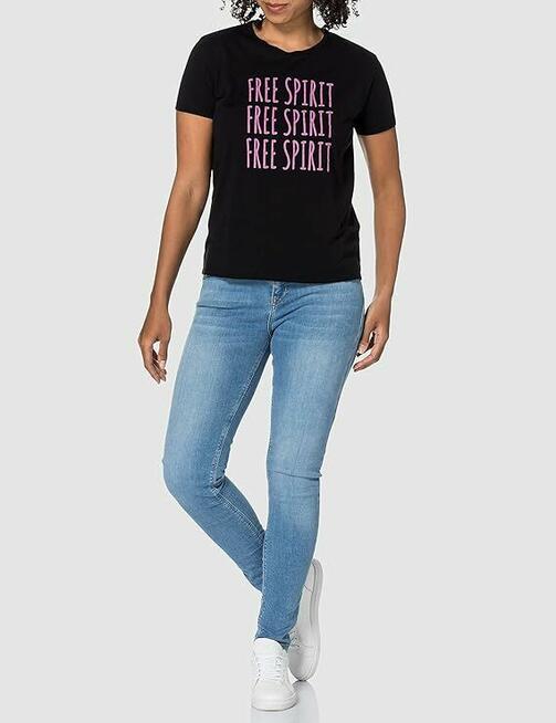 XL Tshirt LTB damska koszulka bawełniana z napisami czarna