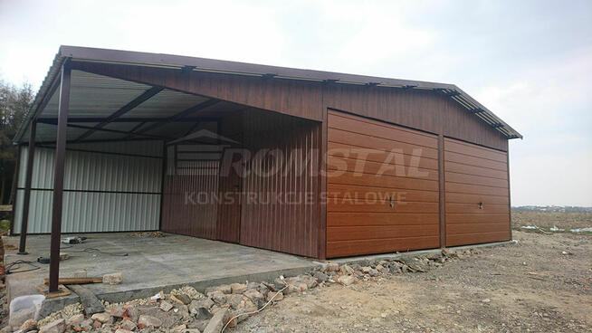 Graż Blaszany z ZADASZENIEM BOCZNYM - Wiaty - Hale - Romstal