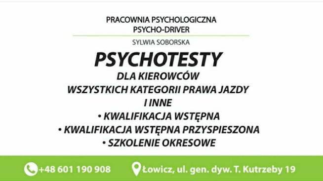 PSYCHOTESTY, SZKOLENIE OKRESOWE, KWALIFIKACJA - ŁOWICZ