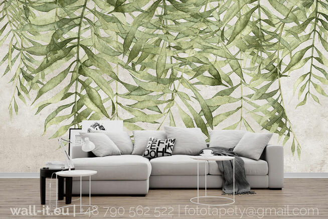 Delikatna fototapeta do salonu Tapeta do sypialni liście