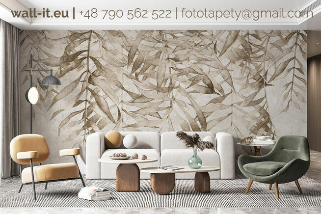 Delikatna fototapeta do salonu Tapeta do sypialni liście