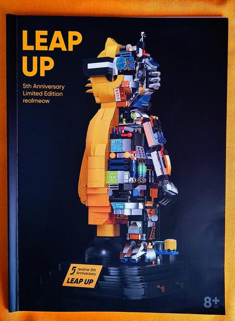 Kot Realme klocki, oświetlone dwa klocki, ruchome elementy