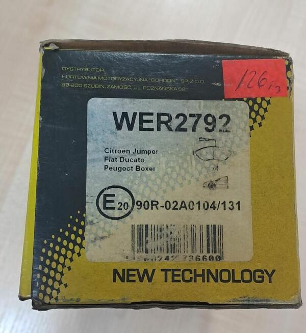 KLOCKI HAMULCOWE WERTTEILE WER2792, Fiat Ducato
