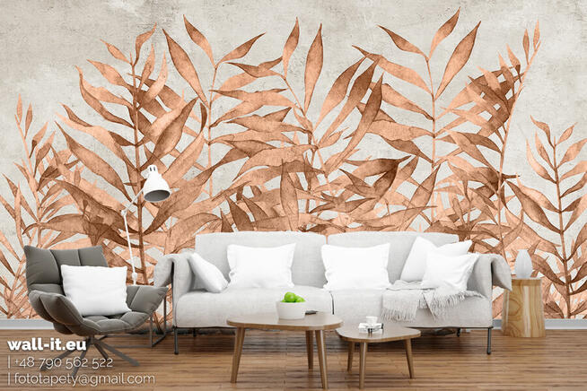 Delikatna fototapeta do salonu Tapeta do sypialni liście
