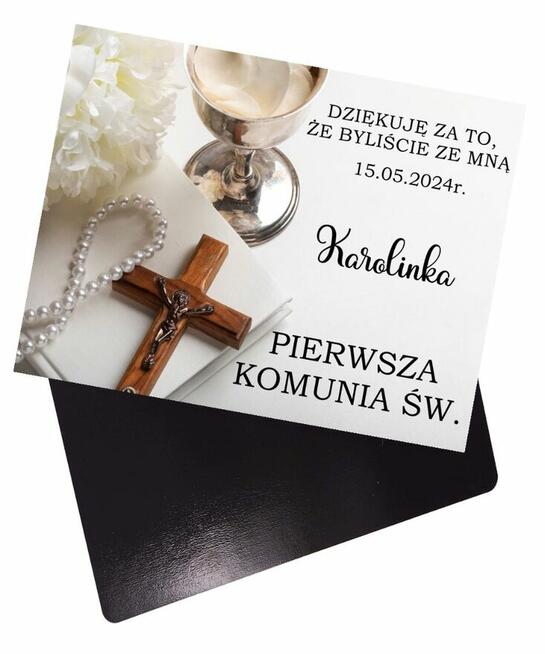 Magnes podziękowanie Komunia personalizacja wzory