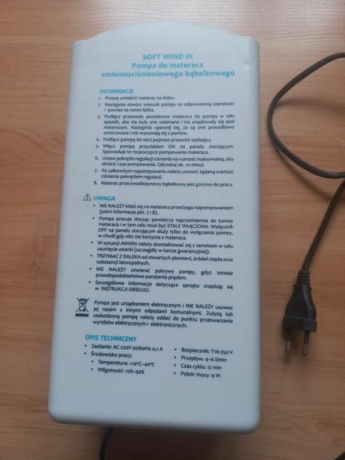 Pompa do materaca przeciwodleżynowego