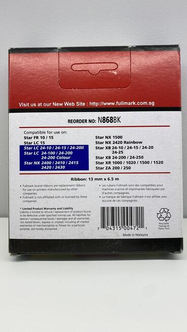 Taśma nylonowa czarna do drukarek igłowych 2868DN / N868BK