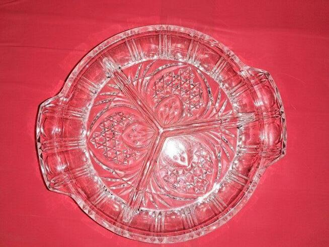 Półmisek kryształowy trzysekcyjny z PRL-u