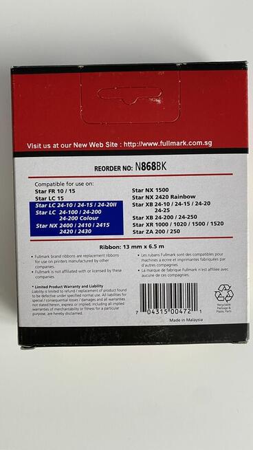 Taśma nylonowa czarna do drukarek igłowych 2868DN / N868BK